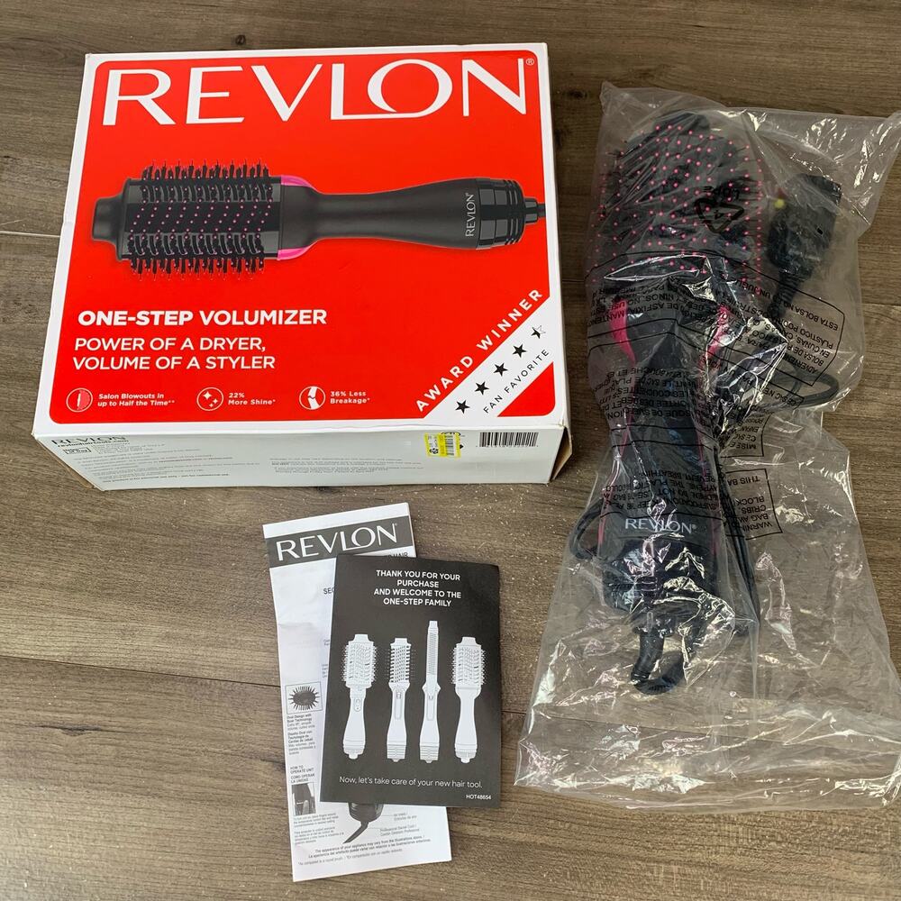 REVLON One-Step Volumizer Original 1.0 Hair Dryer and Hot Air Brush, Black Pink